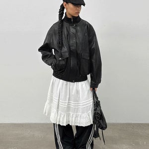 블루종 [MADE] 크루제 하이넥 레더 점퍼