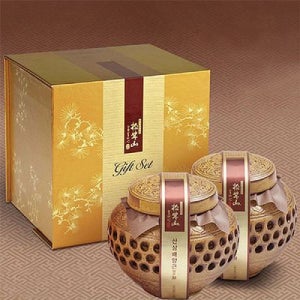 참자연 산삼배양근 담은꿀 도자기선물세트(600g2병) 도자기꿀선물 영양꿀 산삼배양근꿀 선물