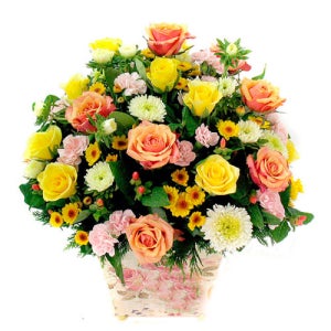 가을느낌_핑크장미+노란장미+소국+계절소재혼합(OW-7101) [크리스마스 성년의날선물 결혼기념일선물 화이트데이 졸업식꽃다발 꽃선물 100일선물 고백선물]