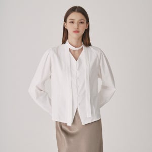 [숲] 리본 타이 슬릿 블라우스(SB9LSE3)