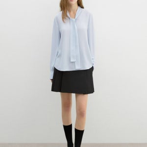 턱 슬리브 타이넥 블라우스_AWWBLP11010