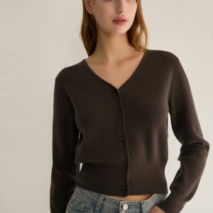 소프트 브이넥 크롭 가디건_ASKCDP31040