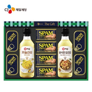 CJ 스팸 유지류 선물세트 1호 (스팸 200g 4개+스팸 120g 4개+요리유500ml 1병+카놀라유500ml 1병)