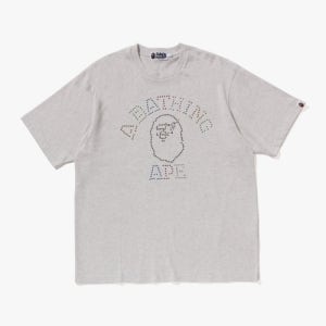 [베이프] 라인스톤 콜리지 릴렉스드 핏 티셔츠(M) GRAY 001CSL801313MGRA