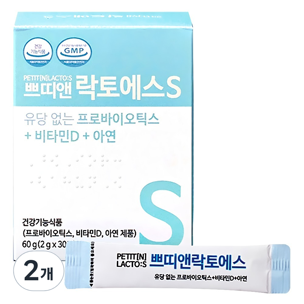 <b>쁘띠앤 락토에스</b> (2개월/60포) 100억 프로바이오틱스 신바이오틱스 아기 유당없는 유산균