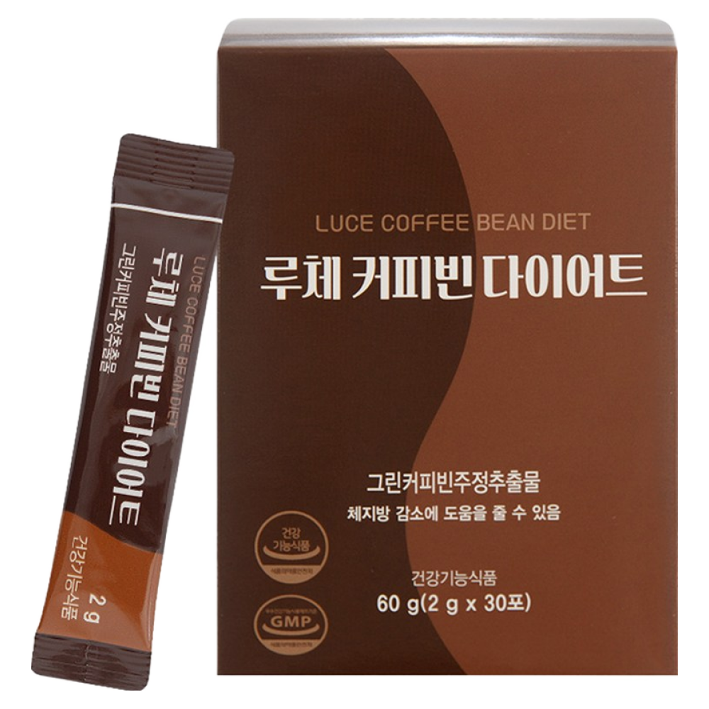 루체 다이어트 커피 <b>그린 커피빈</b> 다이어트 1개월분 30포 체지방 감소 도움 기능성원료 헤즐럿향