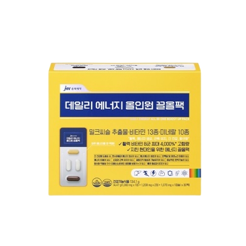 <b>JW중외제약</b> 데일리 에너지 올인원 끌올팩 (정제 1000mg + 정제 1200mg x 2정 + 캡슐 1070mg) x 30개입, 1개