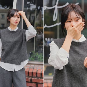 멜로드 언발 박스 니트 조끼