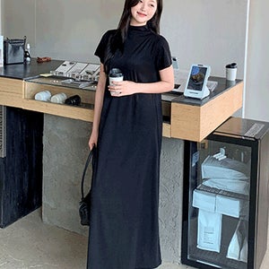 [55-110][청순미🌼] 세이렌 반목 반팔 롱 원피스