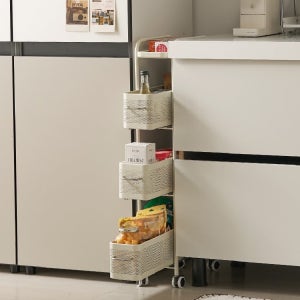 쏘옥 냉장고 틈새수납장 슬라이딩 선반 슬림 이동식 수납장 트롤리 2size