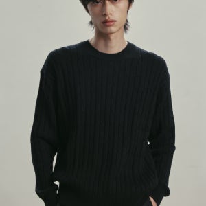 [니티드] [니티드X패션플래닛]케이블 라운드 니트 BLACK K25AWUK02BK