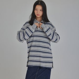 [탑걸] 클래식 스트라이프 카라 롱 슬리브_T521TP101