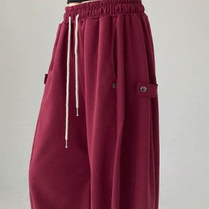 내일도착 와이드팬츠 비죠 밴딩팬츠🍂비죠 스냅 핏조절/허리밴딩 / 테드 비죠 스냅 PT - 긴바지 와이드핏 트레이닝 사계절 꾸안꾸 데일리 기본템 블프 직잭팟 와인 버건디