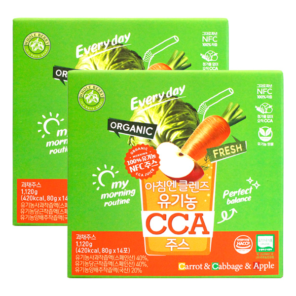 홀베리 아침엔 <b>클렌즈</b> 유기농 CCA 주스 80gX14포X2개/명절/추석선물세트/설날선물세트