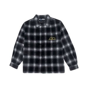 GRAM OUNCE POUND Humanity Graphic Flannel Shirt_Black 290232