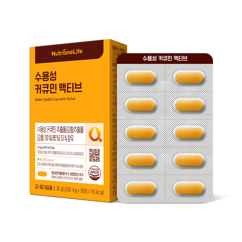 대원헬스케어 뉴트리원 수용성 <b>커큐민</b> 액티브 1000mg x 30정, 3개
