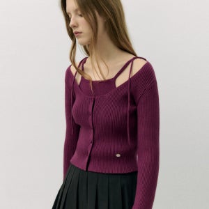 [로라로라] RIBBON SLEEVELESS CARDIGAN SET PURPLE 5007953134