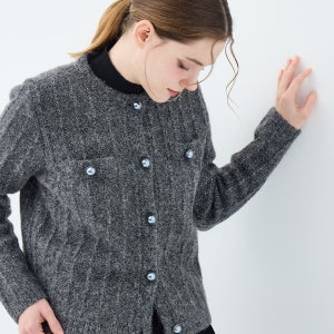 [유닛] 캐시미어 블렌드 트위드 애스터 가디건 (UFKKCA45JN-CHARCOAL) UFKKCA45JN-98