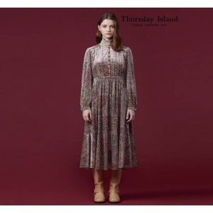 (써스데이아일랜드) Thursday Island 패턴 벨벳 원피스(T238MOP2