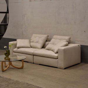 [롯데백화점] 봄소와 해온 3.5인용 아르벨로 투톤 가죽 소파 LE1220023714