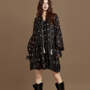 D5367 자수 레이스 원피스