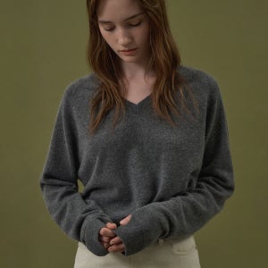 라메레이 Cashmere 30% V-neck Knit Top LMBEAU24KN257