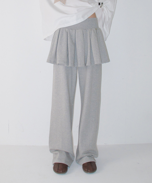 [론론] PEPLUM RUFFLE PANTSKIRT MELANGE GREY RR25CPS1494MG