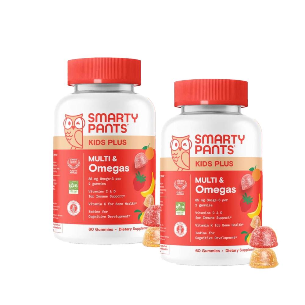 <b>스마티팬츠</b> 키즈 플러스 멀티 앤 오메가3 멀티비타민 구미 젤리 <b>SmartyPants</b> Kids Plus Multvitamin &amp; Omega 3  2개  60정
