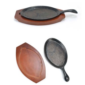 손잡이 스테이크 철판 무쇠팬 주물팬 목판세트 35호 무쇠주물팬 콘치즈판 감바스주물팬