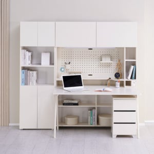 마홀앤 모꼬 1400 전면책상 책장세트 아이보리