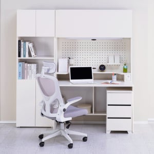 마홀앤 모꼬 1200 편수책상 전면책장세트 아이보리