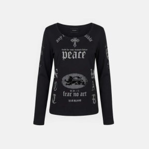 [배드블러드] PEACE NOT WAR 루즈핏 티 - 더스티블랙 w-tee25-148