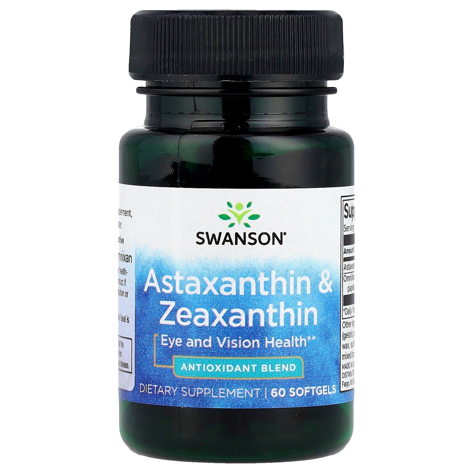 스완슨 Swanson, Astaxanthin &amp; <b>Zeaxanthin</b>, 60 Softgels