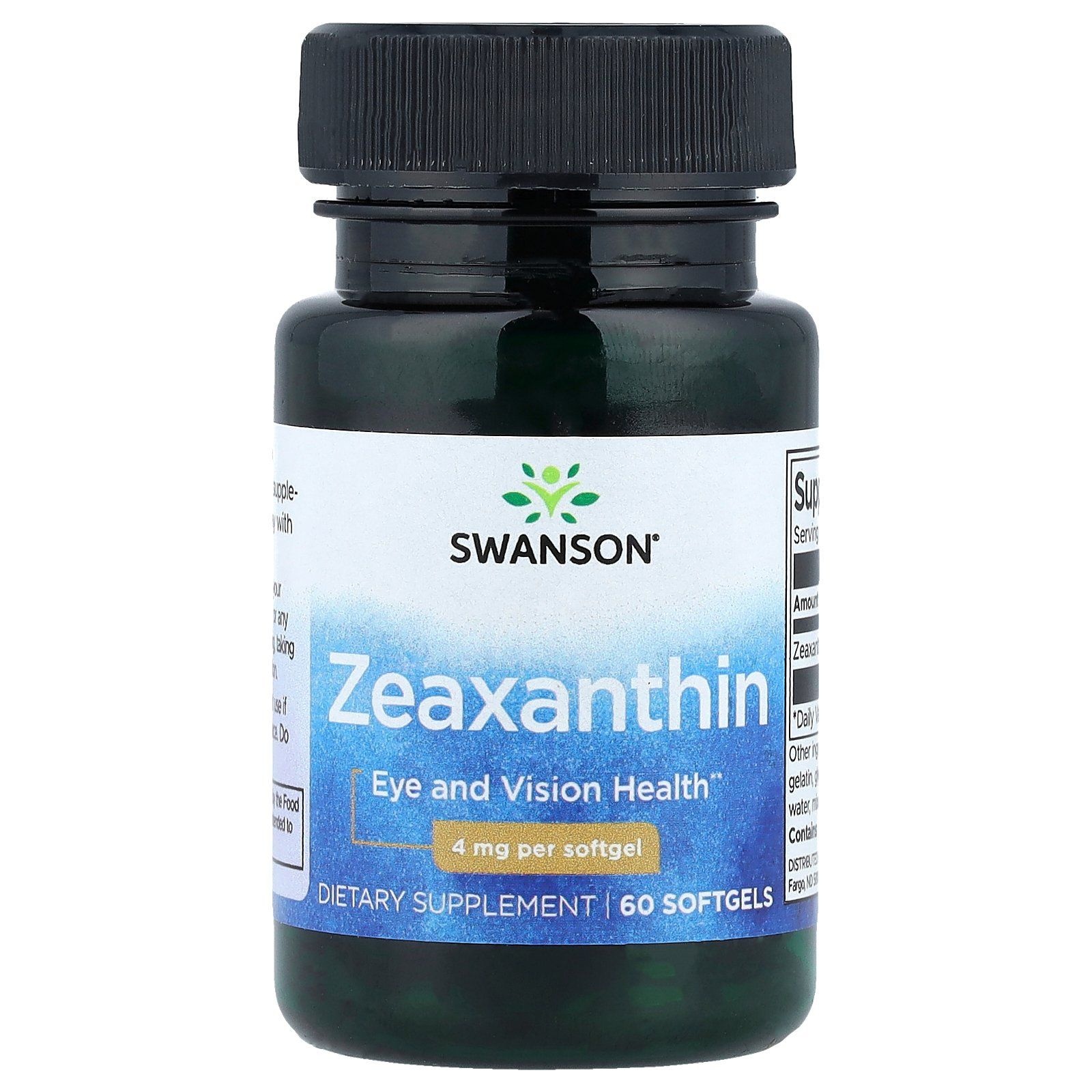 스완슨 Swanson, <b>Zeaxanthin</b>, 4 mg, 60 Softgels
