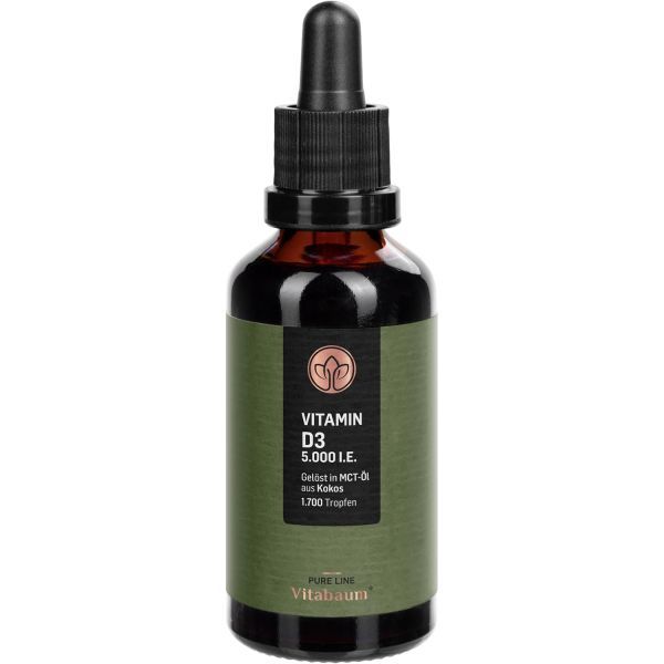 B0DXFCKFRV <b>VItabaum 비타민 D3</b> 5000 IU - 고용량 뼈 및 체계 지원 50ml 높은 이용률 MCT 오일에 용해