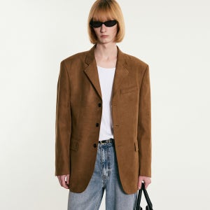 [TNGT] (TNGT) Faux Suede Oversized Jacket Camel Brown TNJA5F203W2