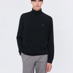 [헤지스 남성] [반값세일][스테디셀러] 블랙 단색 울 니트 WHSW4D434BK