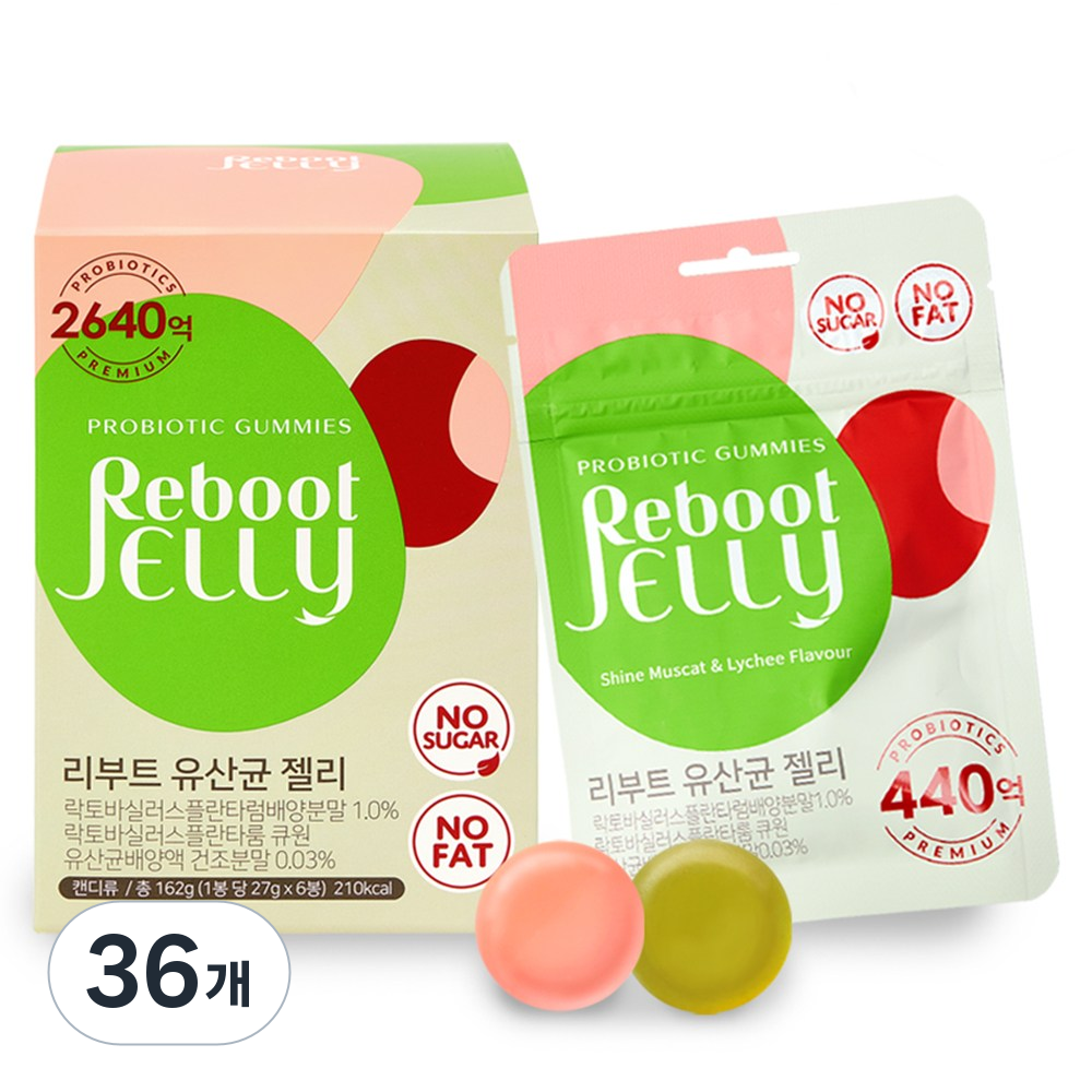 <b>리부트</b> 어린이 유산균 젤리 440억 무설탕 무지방 키즈  27g  36개