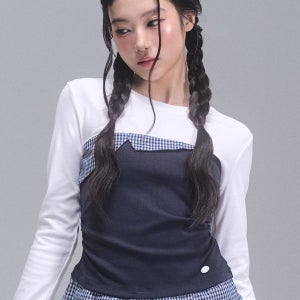 [제로플래닛] 델라 체크 롱 슬리브 탑 [IVORY]_Z25FTP15IV