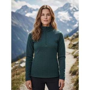 [마운티아]   여성 후리스 폴라 반집업 티셔츠 다크그린 1MQTSW1506