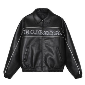 혼다 모터사이클 Motorcycle Piping Leather Jacket Black