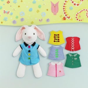 옷입히기 인형 토끼의상 (6벌) 끈 꿰기 끼우기 단추 지퍼 채우기