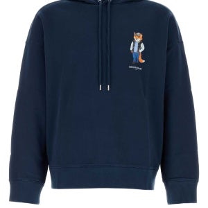 메종키츠네  네이비 블루 코튼 오버사이즈 스웨트셔츠 PM00707KM0340 0329