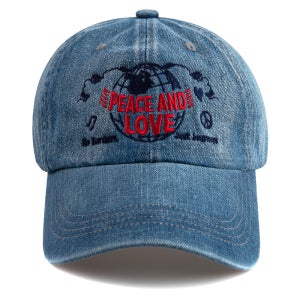 [비치스앤크림] (BEACHES & CREAM) Peace And Love Denim Ball cap-Light blue