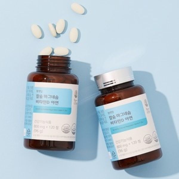 <b>팜엔탑</b> <b>마그네슘</b> 칼슘 비타민D 아연 120정(고급 칼슘영양제)1상자
