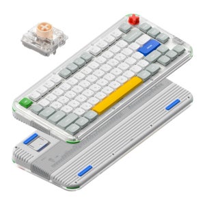 누피 Nuphy Kick75 기계식키보드 로우 하이 듀얼 프로파일 커스텀키보드 레트로 그레이, 나노 저소음 블러시축