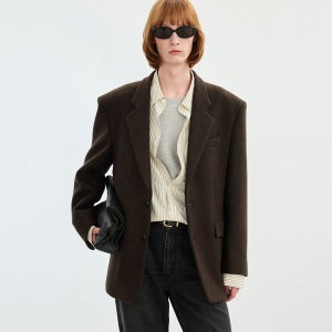 [티엔지티] Heavy Wool Oversized Blazer (Brown) TNJA5F202W2