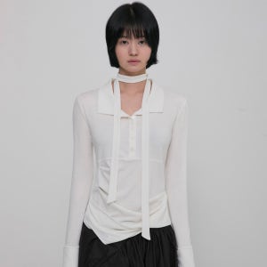 [플레어업] Asymmetrical Draped Shirt (FL-186_Ivory)