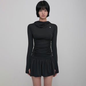 [플레어업] Hooded High Neck Long Dress (FL-185_Black)