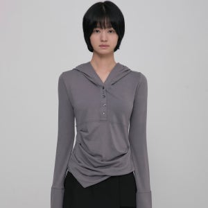 [플레어업] Asymmetrical Draped Hoodie (FL-187_Gray)